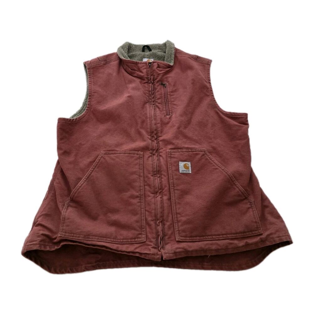 VTG Carhartt Women’s Sherpa Lined Vest Rose XL WV001 VRS Winter Barn Wear
